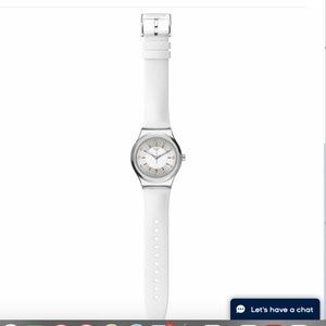 NWT Swatch SISTEM51 White Leather Strap with Crystals on Dial